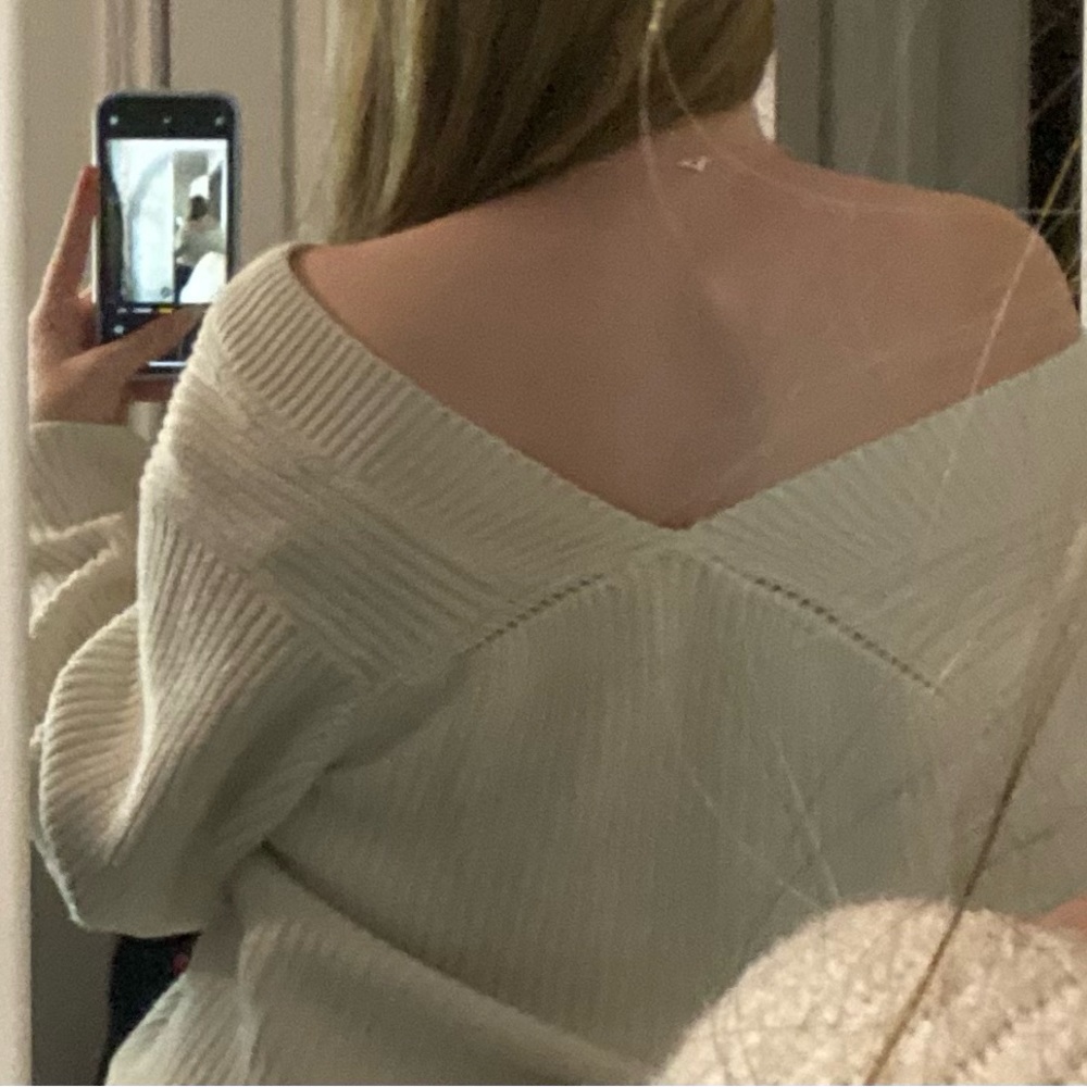 Cream H&M off the shoulder knit sweater - Picture 2 of 5